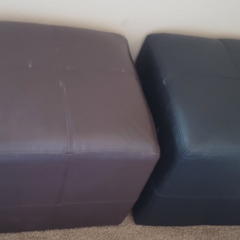 Set of Two Leather Ottomans